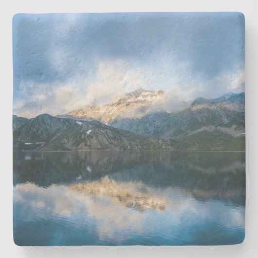 山と湖の風光明媚な自然写真 ストーンコースター (正面)