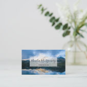 山と湖の風光明媚な自然写真 名刺 (スタンド正面)