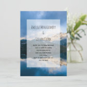 山と湖の風光明媚な自然結婚ズ 招待状 (スタンド正面)