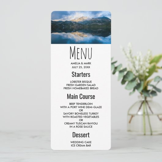 山と湖の風景写真 招待状 (スタンド正面)