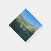 山と湖ナプキンと緑豊かな森 スタンダードカクテルナプキン (角)
