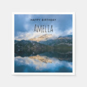 山と湖景勝地自然写真誕生日 スタンダードカクテルナプキン (正面)