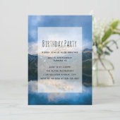 山と湖風光明媚な自然誕生日 招待状 (スタンド正面)