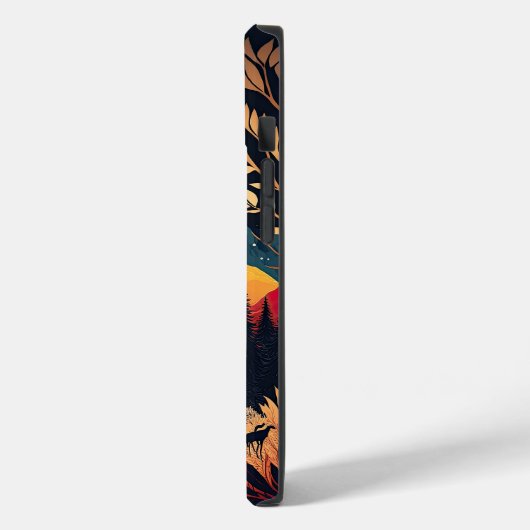 山と牧草地カラフルの後ろで月が昇る Case-Mate iPhoneケース (裏面 / 左)