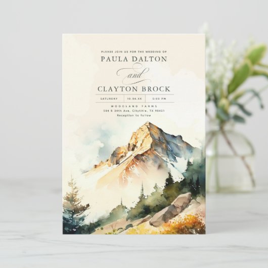 山と秋息をのむようなエレガントな結婚式 招待状 (スタンド正面)