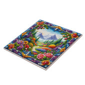 山と花の風景瓦 タイル (側面)