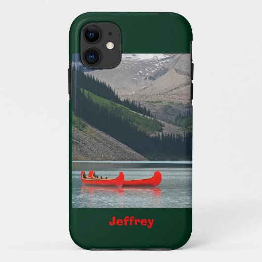 山と赤のカヌー、名前、  Case-Mate iPhoneケース (裏面)