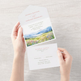 山と野の花の結婚風景 オールインワン招待状