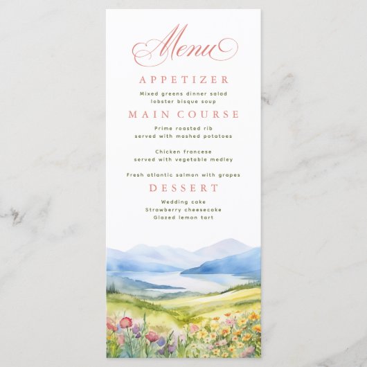山と野の花の結婚風景 メニュー (正面)