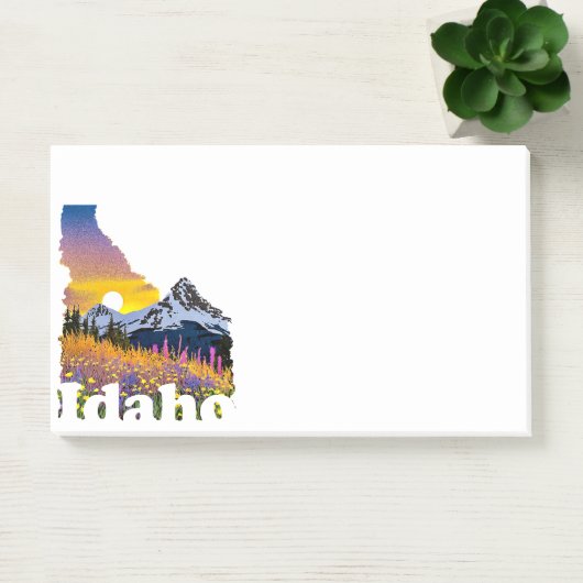 山と野の花をデザインしたアイダホ州の形 ポストイット (オフィス)