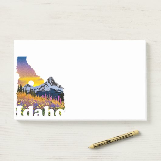 山と野の花をデザインしたアイダホ州の形 ポストイット (デスク)