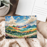 山と野カラフル花の絵を描芸術 ポストカード<br><div class="desc">山と野カラフル花絵を描の絵。</div>