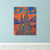 山と雲の上の空にオレンジ色のバラ キャンバスプリント (インサイチュ (ウッドフロア))