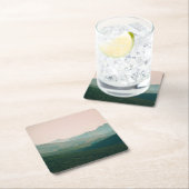 山による青 スクエアペーパーコースター (インサイチュ)