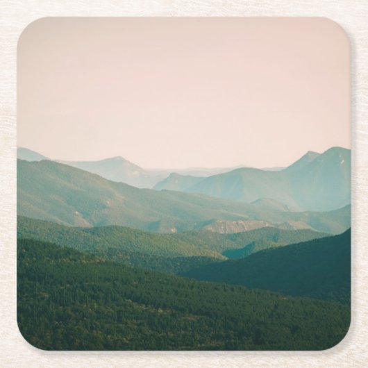 山による青 スクエアペーパーコースター (正面)