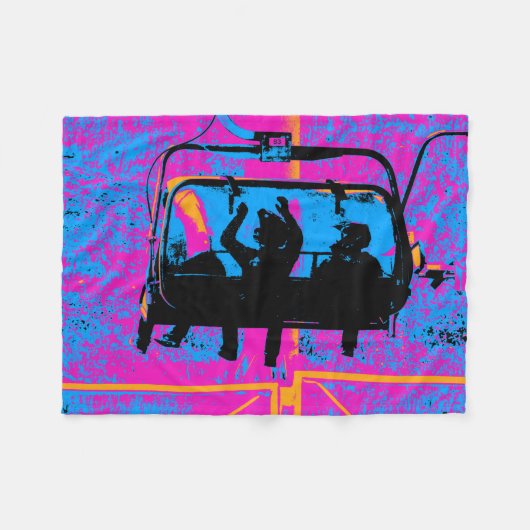 山に乗る – 山のバイクもしくは自転車に乗る人 フリースブランケット (正面(横))