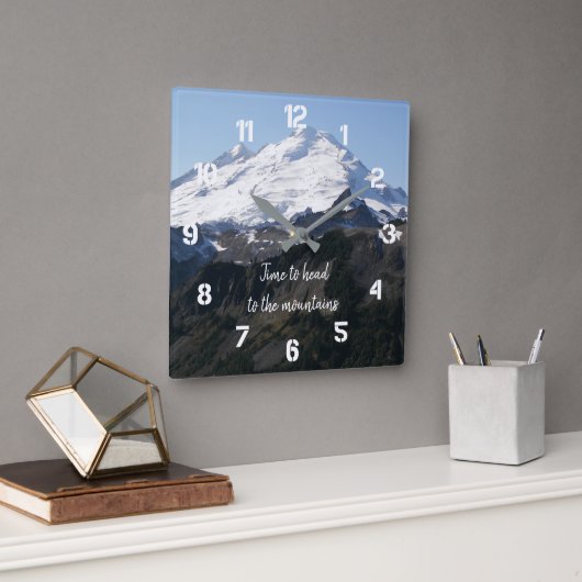 山に向かう時間 スクエア壁時計 (オフィス)