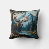山に囲まれた川のそばのムース クッション (裏面)