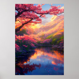 山に囲まれた隠れた威厳のある湖 ポスター