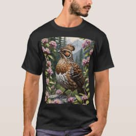 山に囲まれた雷鳥のキャラクター Tシャツ