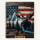 山に囲まれて森から現れるムース ノートブック (正面)