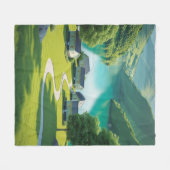 "山に居心地の良い – 風光明媚な自然" フリースブランケット (正面(横))