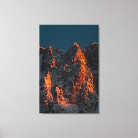 山に日没の光威厳のある灯 キャンバスプリント (正面)