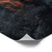 山に日没の光威厳のある灯 ポスター (角)