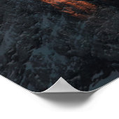 山に日没の光威厳のある灯 ポスター (角)