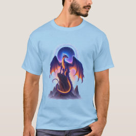 山に止まるマジェスティックファンタジードラゴン Tシャツ