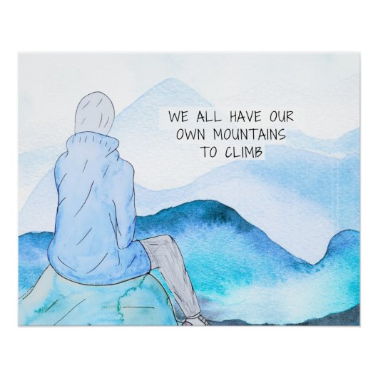 山に登る水の色アートプリント ポスター (正面)