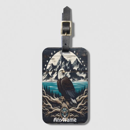 山に舞い上がる禿鷲 ラゲッジタグ (正面縦)