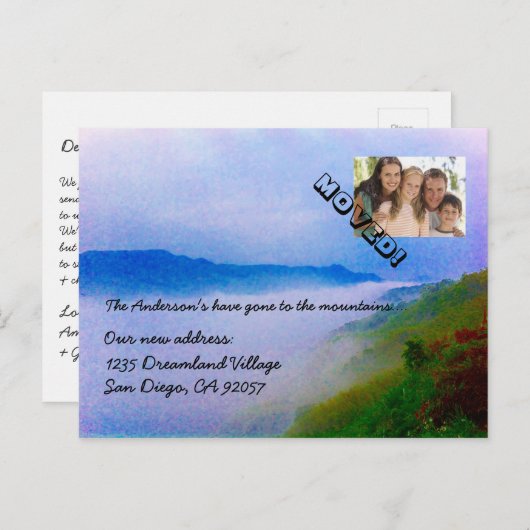 山に行くアドレスの変更あなたの写真 案内ポストカード (正面/裏面)