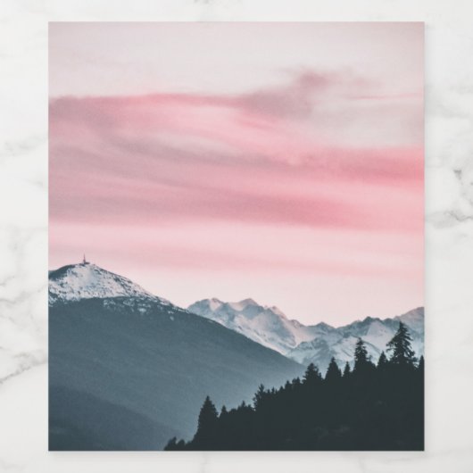 山に隠れた夕日 ワインラベル (シングルラベル)