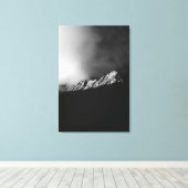 山に黒と白の最後の太陽光線 キャンバスプリント (インサイチュ (ウッドフロア))