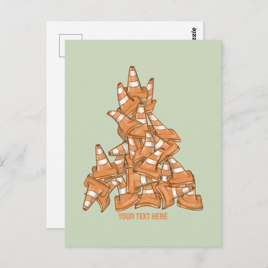 山のようなオレンジ色のロードコーン ポストカード (正面/裏面)