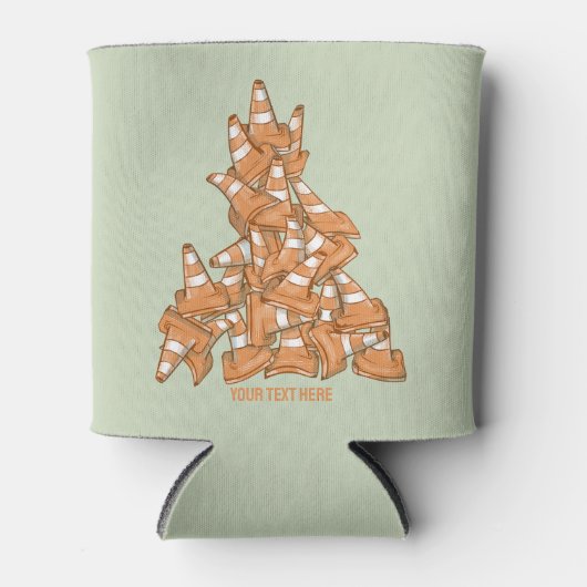 山のようなオレンジ色のロードコーン 缶クーラー (正面)