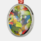 山のようなカラフルの羽 メタルオーナメント (左)