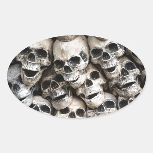 山のようなスカル 楕円形シール (正面)