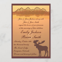 山のアメリカヘラジカ湖の反射の結婚式の招待 招待状
