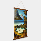山のアートが楽しめる風景 吊り下げ型タペストリー (傾斜あり)