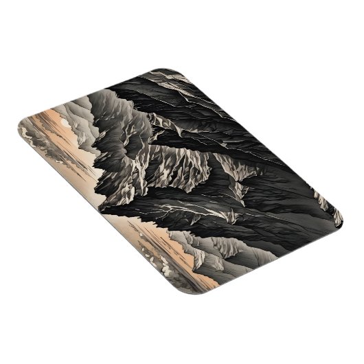 山のアートワークの夕日 マグネット (右側)