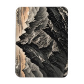 山のアートワークの夕日 マグネット (縦)