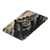 山のアートワークの夕日 マグネット (左側)