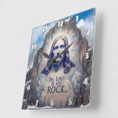 山のイエス：主は私の岩である スクエア壁時計 (傾斜)