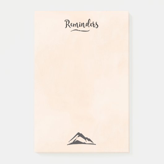 山のイラストレーションを黒に – アラーム ポストイット (正面)