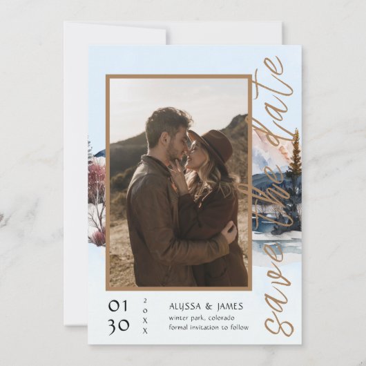 山のウィンター ロッジでの冒険が始まる 招待状 (裏面)