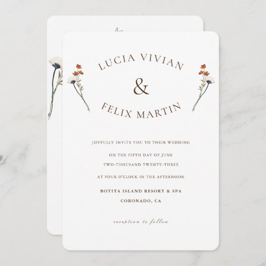 山のエレガント花を予算に収め結婚る 招待状 (正面/裏面)