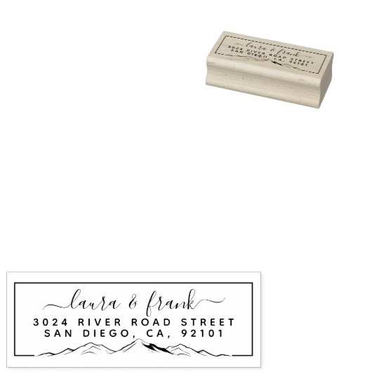 山のカップル名結婚の差出人住所 ラバースタンプ (押印)