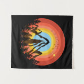 山のカラフル夕日 タペストリー (正面(横))